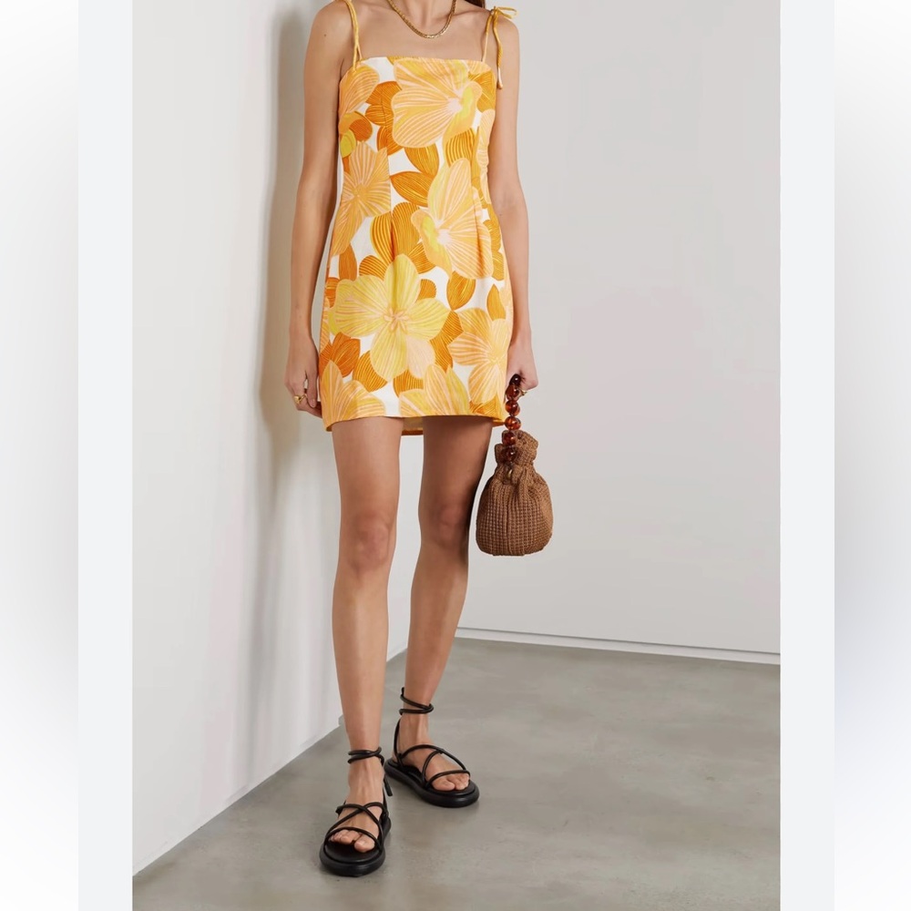 Faithfull The Brand Ysla Floral Print Linen Mini Dress